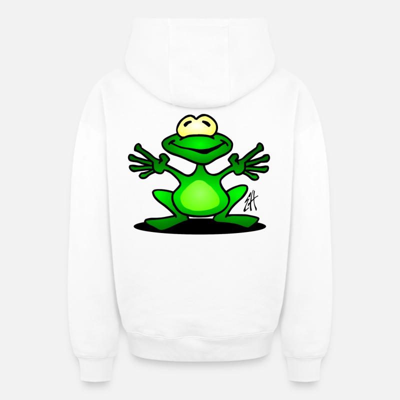 Grenouille - Sweat à capuche unisexe zippé oversize épais SPREAD - blanc