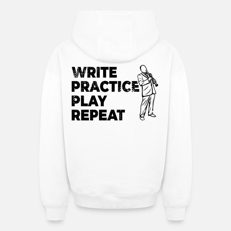 Motiver l’expression clarinette - Sweat à capuche unisexe zippé oversize épais SPREAD - blanc