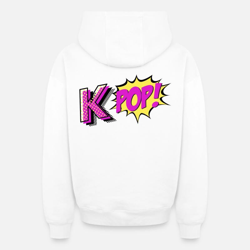 Kpop ! - Sweat à capuche unisexe zippé oversize épais SPREAD - blanc