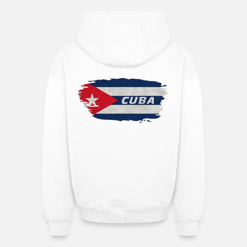 Cuba Drapeau / Caraïbe Cadeau - Sweat à capuche unisexe zippé oversize épais SPREAD - blanc