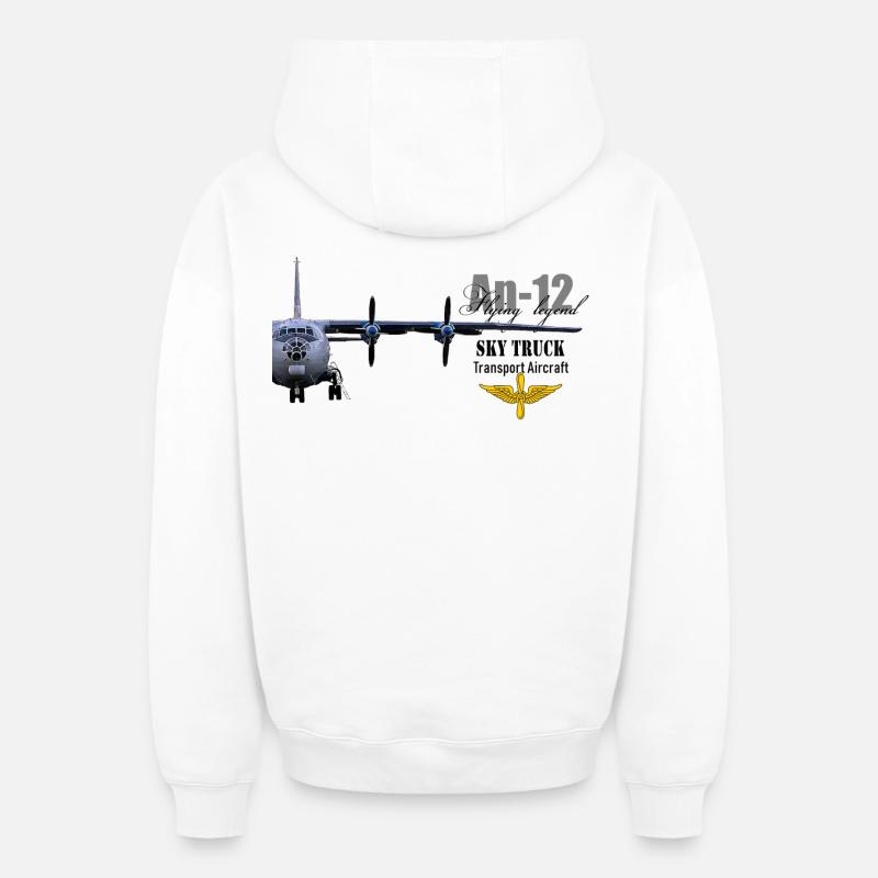 Antonov 12 - Sweat à capuche unisexe zippé oversize épais SPREAD - blanc