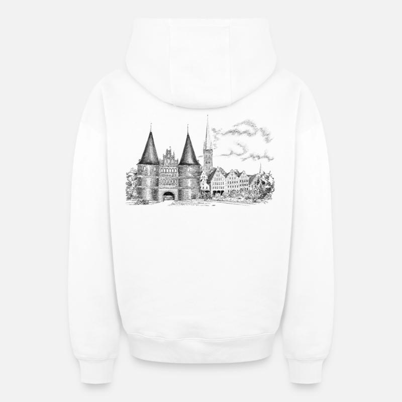 Lübeck - Sweat à capuche unisexe zippé oversize épais SPREAD - blanc