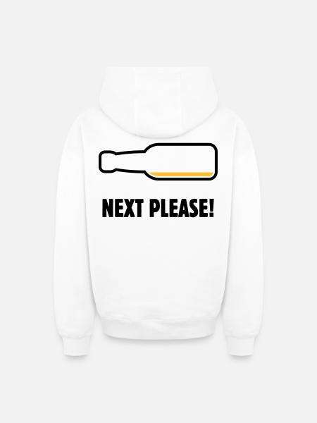 Next Please! (Beer / Beer / POS 2C) - Oversized Heavyweight Unisex Zip Hoodie - white