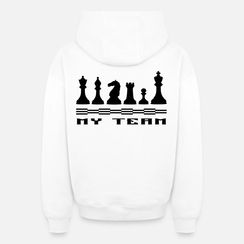Échecs - Sweat à capuche unisexe zippé oversize épais SPREAD - blanc