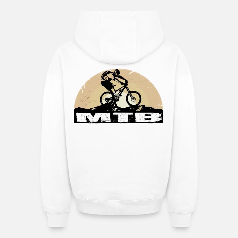 Vélo VTT - Sweat à capuche unisexe zippé oversize épais SPREAD - blanc