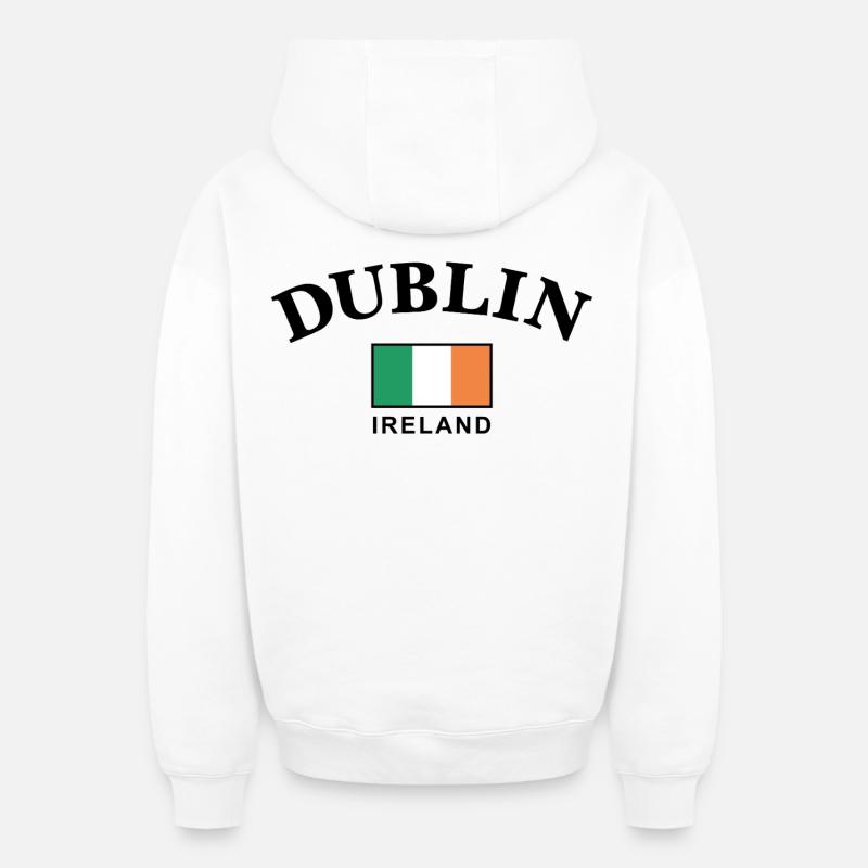 Dublin, Irlande - Sweat à capuche unisexe zippé oversize épais SPREAD - blanc