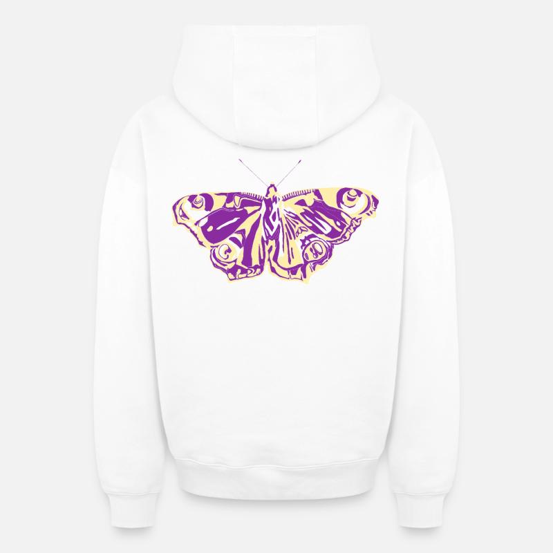 Papillon jaune violet - Sweat à capuche unisexe zippé oversize épais SPREAD - blanc