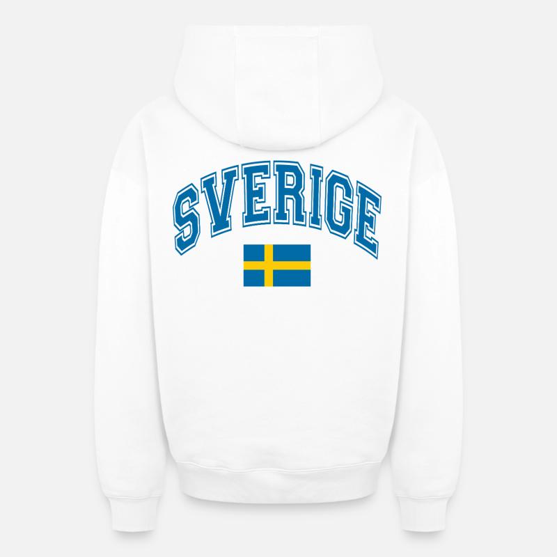 Drapeau de la Suède - Sweat à capuche unisexe zippé oversize épais SPREAD - blanc