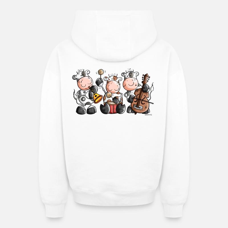 Vaches musicales - Sweat à capuche unisexe zippé oversize épais SPREAD - blanc