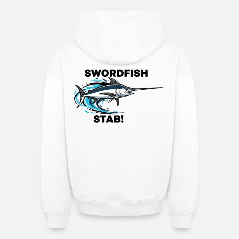 Espadon Stab Épée Mer Swordfish - Sweat à capuche unisexe zippé oversize épais SPREAD - blanc