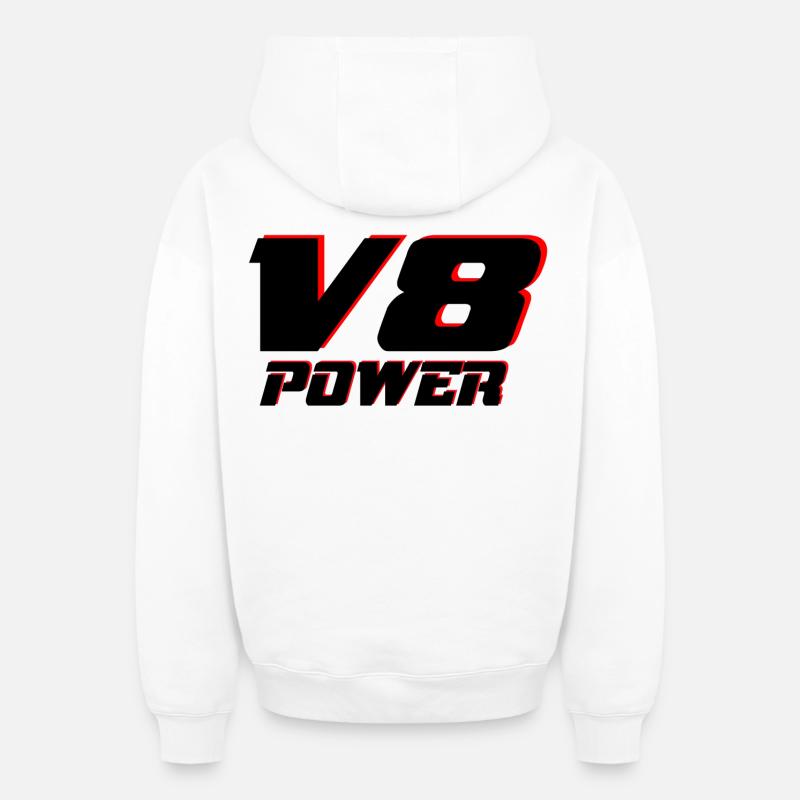 V8 - Sweat à capuche unisexe zippé oversize épais SPREAD - blanc