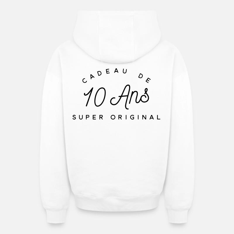 Cadeau 10 ans  - Sweat à capuche unisexe zippé oversize épais SPREAD - blanc