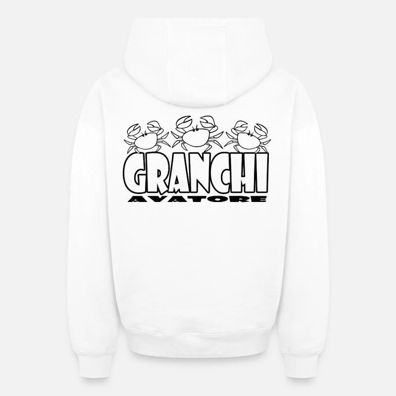 Crabes - Sweat à capuche unisexe zippé oversize épais SPREAD - blanc
