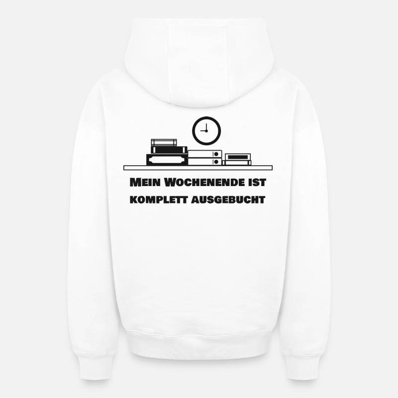 Mon week-end est complet - Sweat à capuche unisexe zippé oversize épais SPREAD - blanc