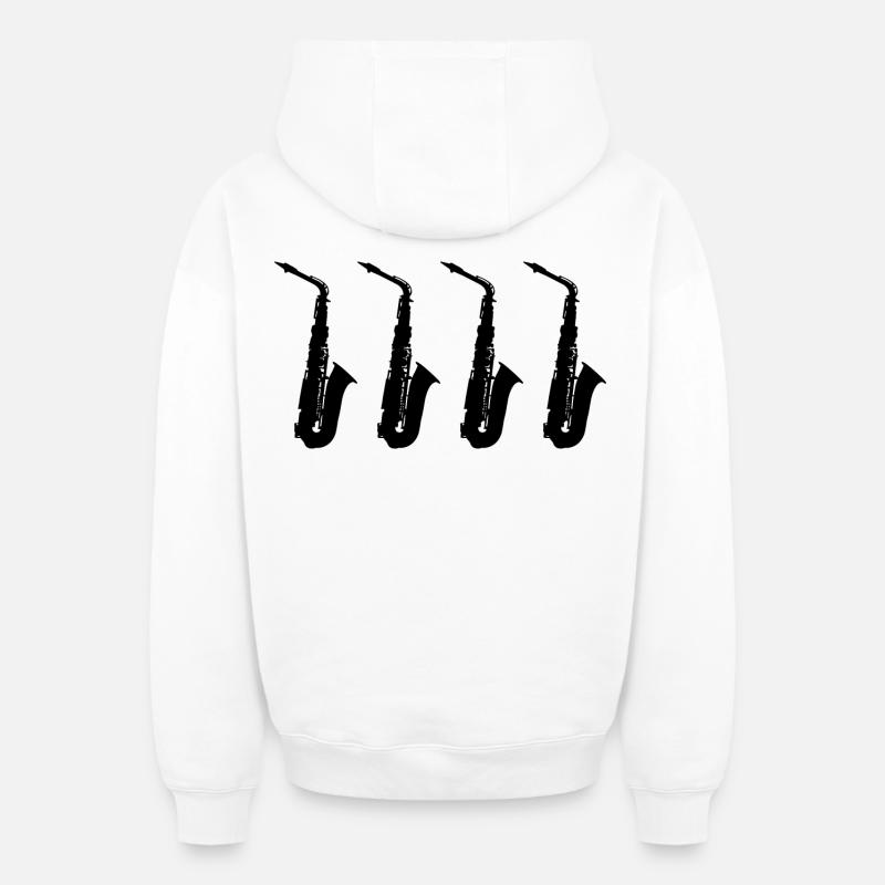 Saxophone - Sweat à capuche unisexe zippé oversize épais SPREAD - blanc
