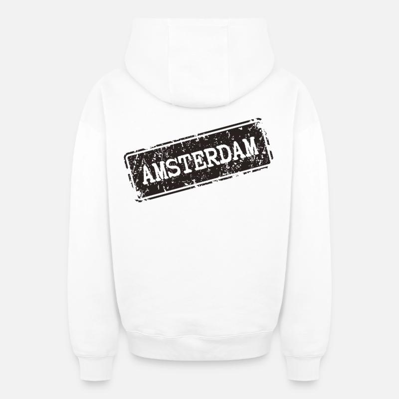 Amsterdam - Sweat à capuche unisexe zippé oversize épais SPREAD - blanc