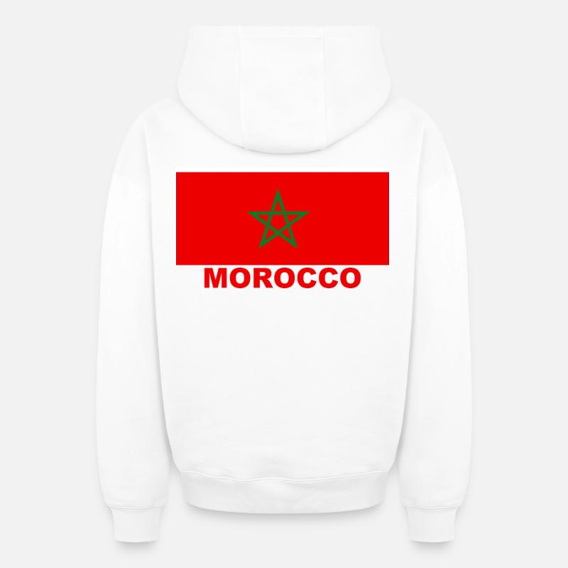 Maillot du Maroc - Sweat à capuche unisexe zippé oversize épais SPREAD - blanc