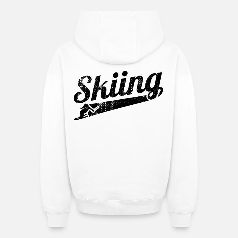 Ski amusant - Sweat à capuche unisexe zippé oversize épais SPREAD - blanc