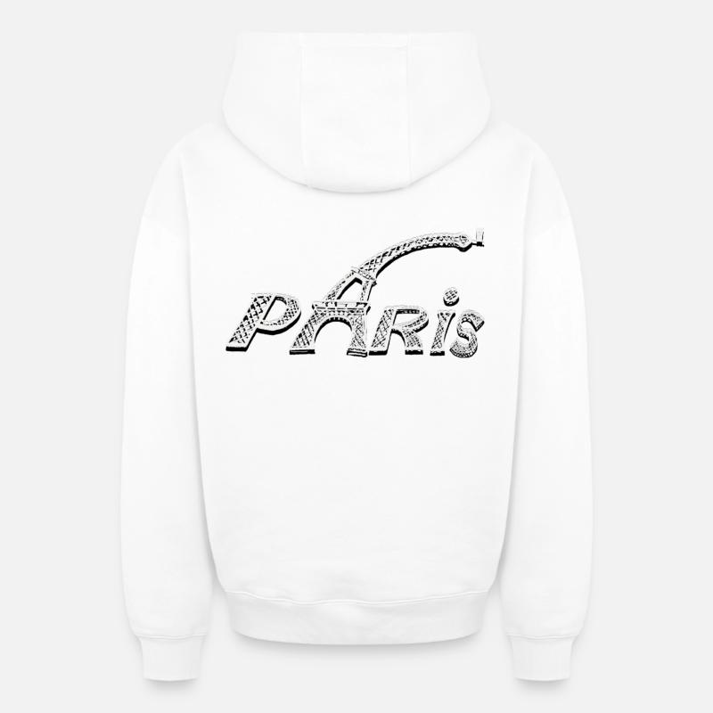 PARIS CREATION LOUIS RUNEMBERG ADAGP - Sweat à capuche unisexe zippé oversize épais SPREAD - blanc