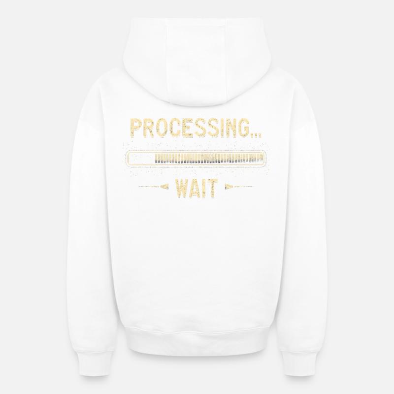 Processing... Please Wait - Oversized Heavyweight Unisex Zip Hoodie - Weiß