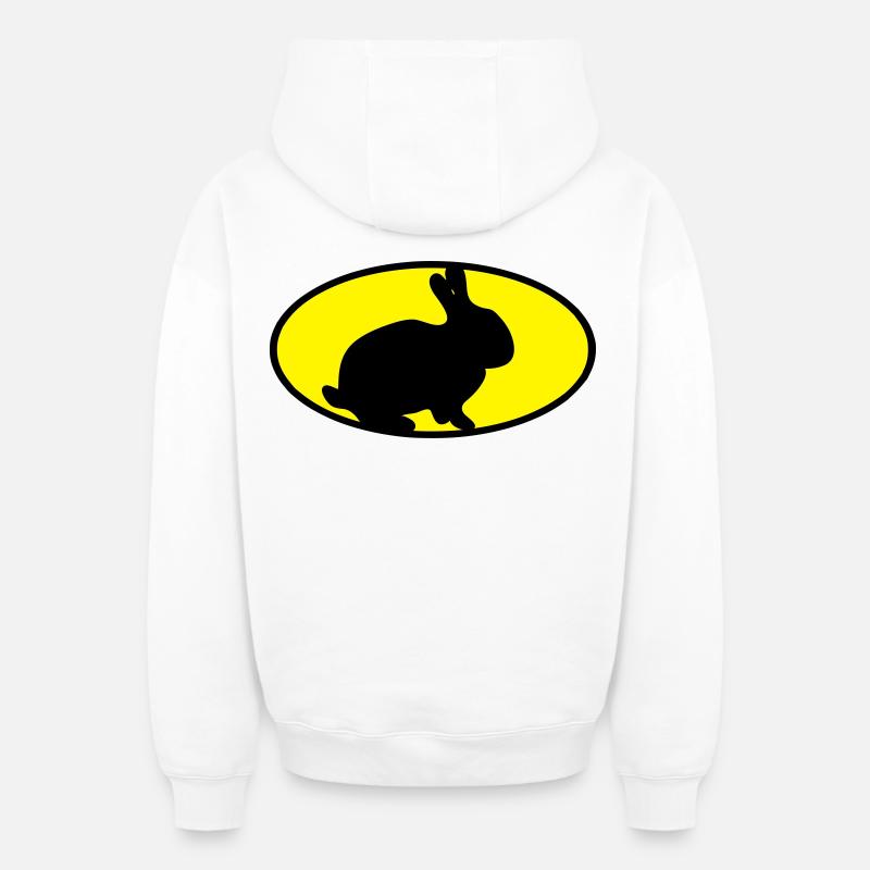 Logo lapin - Sweat à capuche unisexe zippé oversize épais SPREAD - blanc
