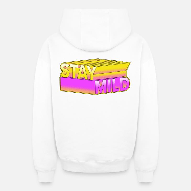 Stay Mild - Look rétro néon 3D - Sweat à capuche unisexe zippé oversize épais SPREAD - blanc