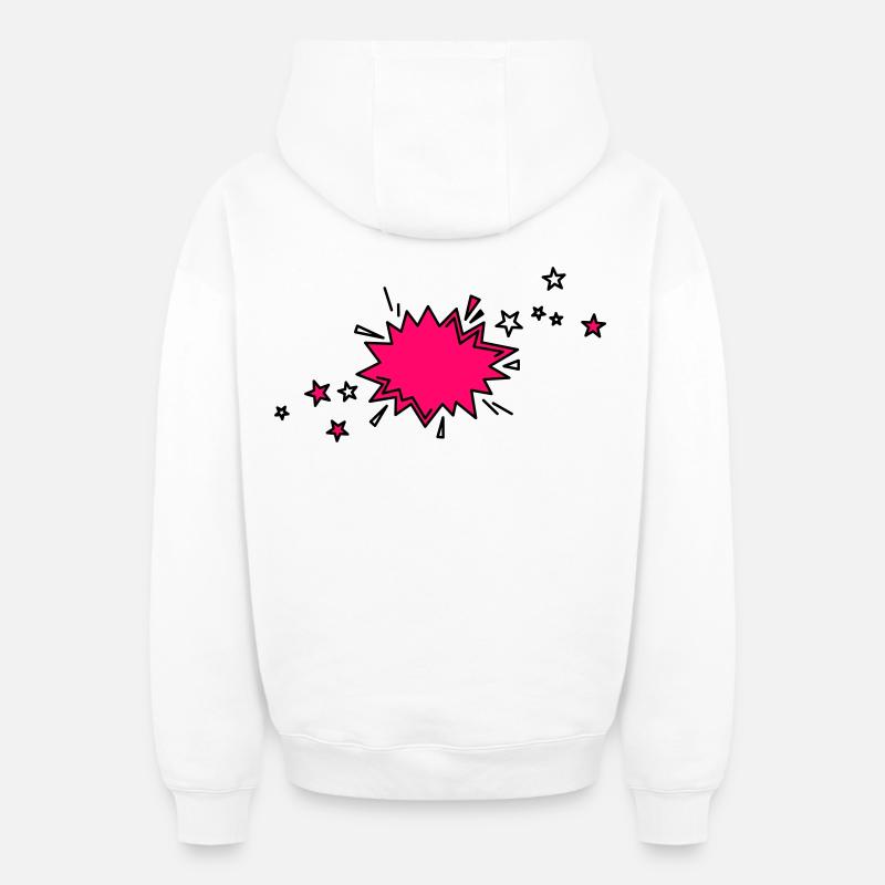 Comic Element in schwarz und pink - Oversized Heavyweight Unisex Zip Hoodie - Weiß