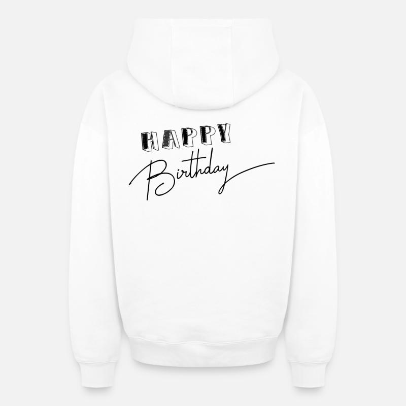 HAPPY BIRTHDAY - Sweat à capuche unisexe zippé oversize épais SPREAD - blanc