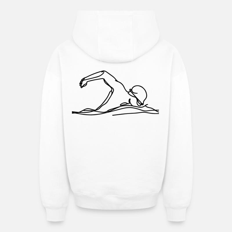 Croquis de natation - Sweat à capuche unisexe zippé oversize épais SPREAD - blanc