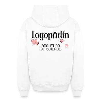 Bachelorstudium Logopädie Logopädin - Oversized Heavyweight Unisex Zip Hoodie - Weiß - Hinten - AI Model Male 178 light (178cm)