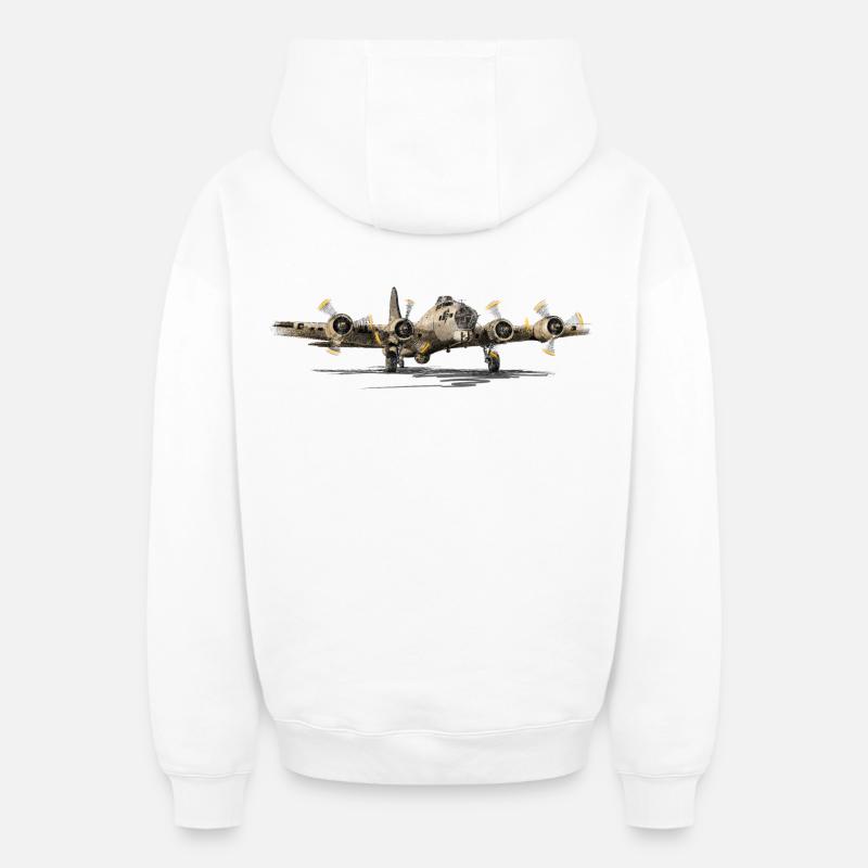Bomber B-17 - Sweat à capuche unisexe zippé oversize épais SPREAD - blanc