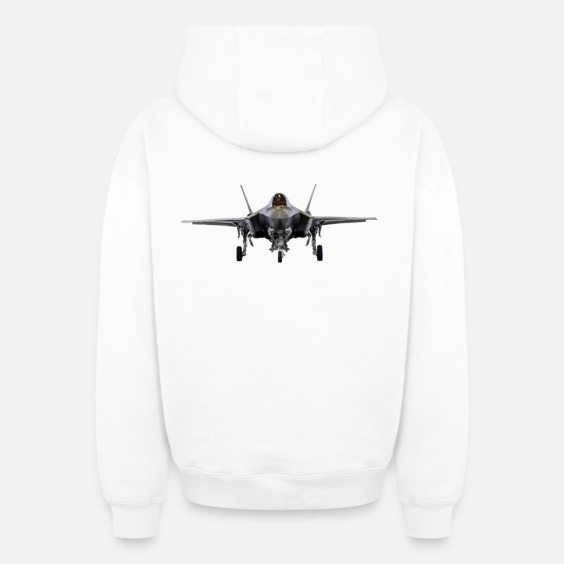 F-35 - Sweat à capuche unisexe zippé oversize épais SPREAD - blanc