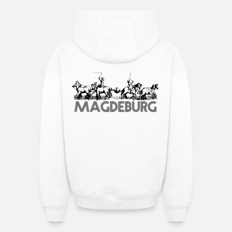 Magdebourg - Expérience Guericke - Sweat à capuche unisexe zippé oversize épais SPREAD - blanc
