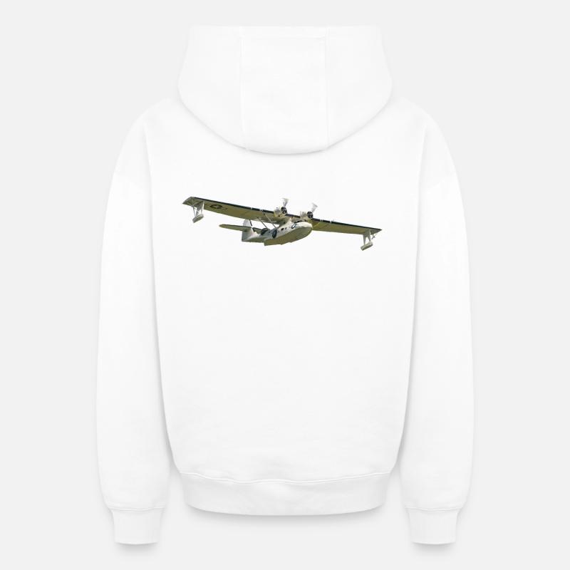 PBY Catalina - Sweat à capuche unisexe zippé oversize épais SPREAD - blanc
