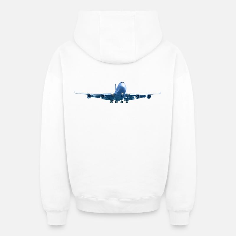 Réf. B747 - Sweat à capuche unisexe zippé oversize épais SPREAD - blanc