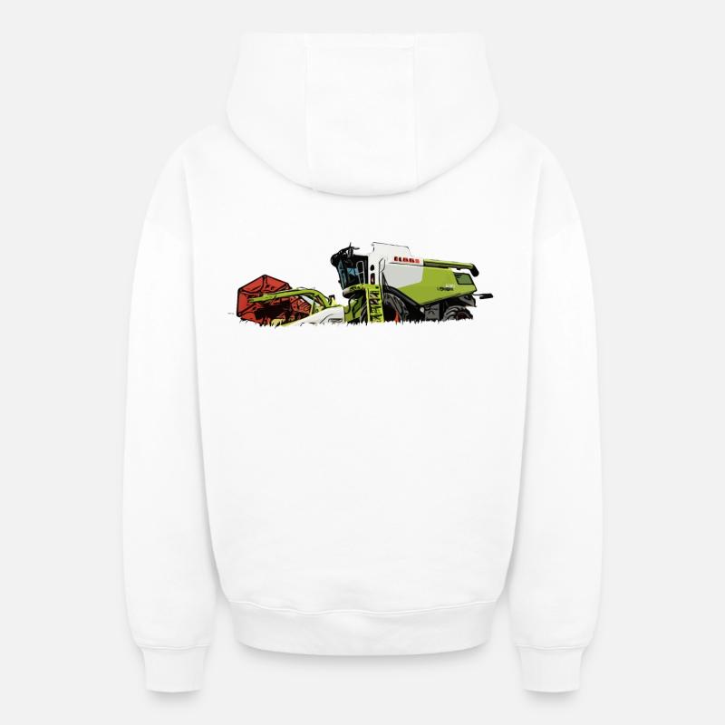 Moissonneuse-batteuse 630 - Sweat à capuche unisexe zippé oversize épais SPREAD - blanc