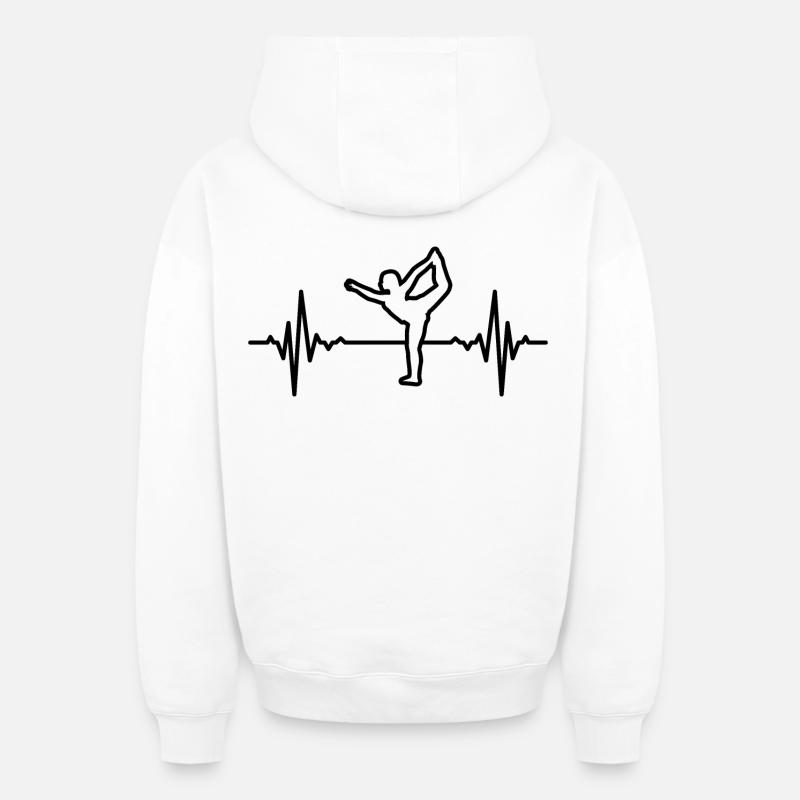 Fréquence cardiaque de Yogini - Sweat à capuche unisexe zippé oversize épais SPREAD - blanc