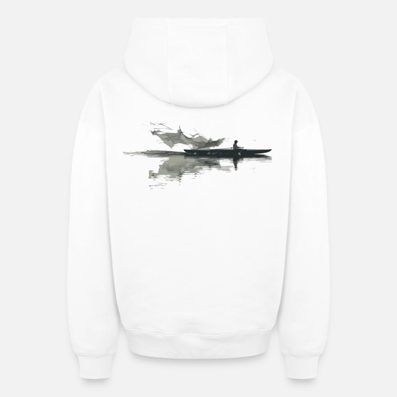 Rameur - Sweat à capuche unisexe zippé oversize épais SPREAD - blanc
