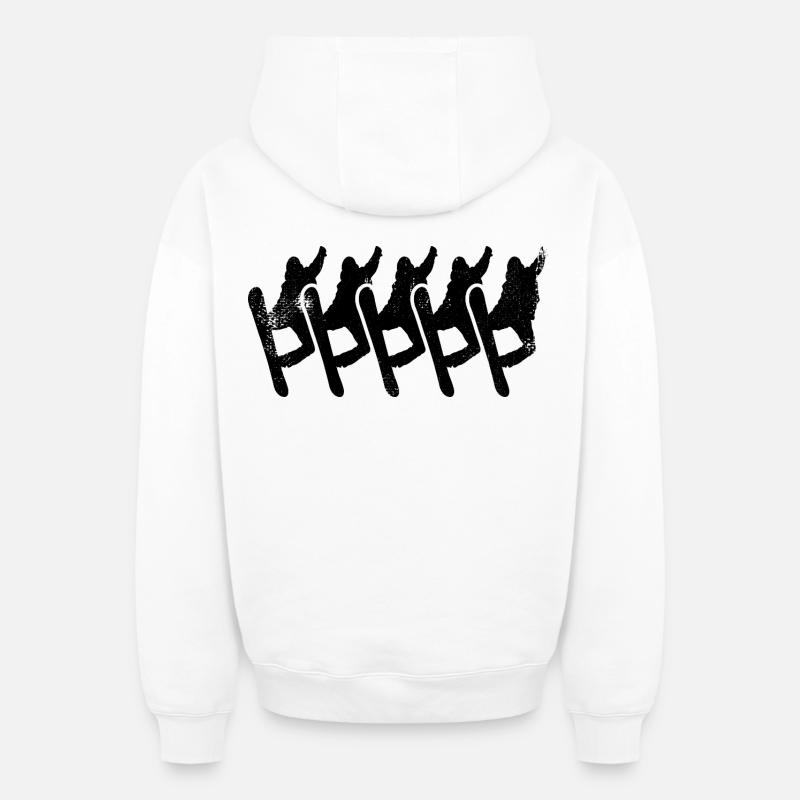 Snowboarders - Sweat à capuche unisexe zippé oversize épais SPREAD - blanc