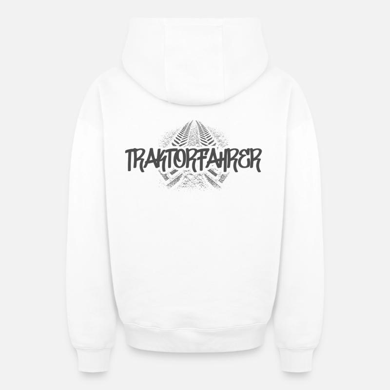 Conducteur de tracteur - Sweat à capuche unisexe zippé oversize épais SPREAD - blanc