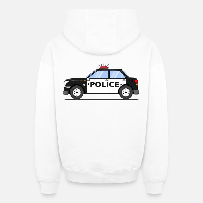 Police noir et blanc - Sweat à capuche unisexe zippé oversize épais SPREAD - blanc