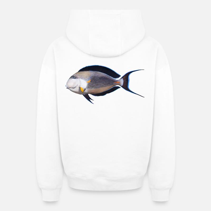 Poisson - Sweat à capuche unisexe zippé oversize épais SPREAD - blanc