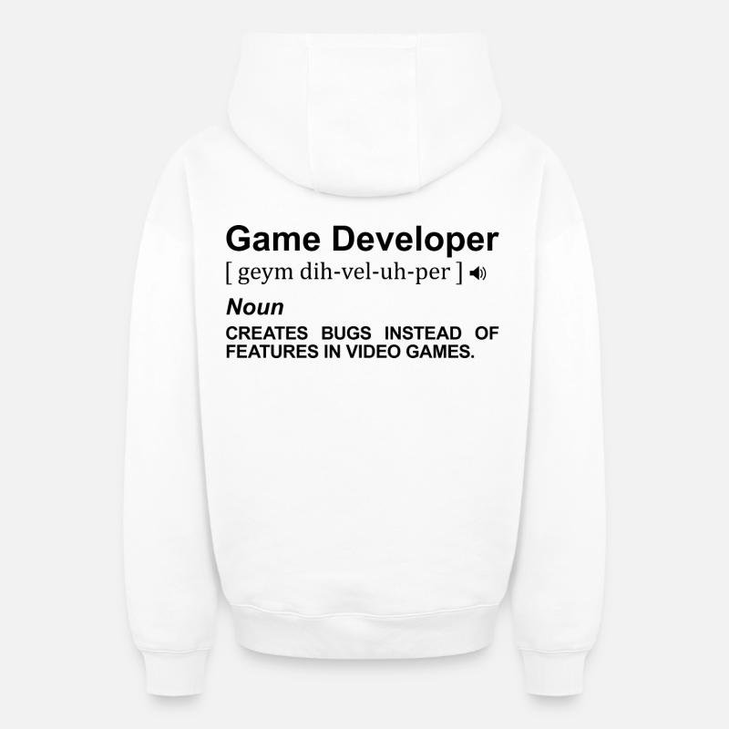 Dictionnaire du développeur de jeux - Sweat à capuche unisexe zippé oversize épais SPREAD - blanc