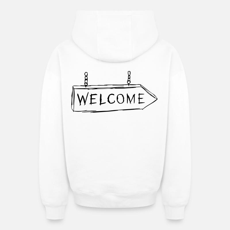 Welcome - Oversized Heavyweight Unisex Zip Hoodie - Weiß