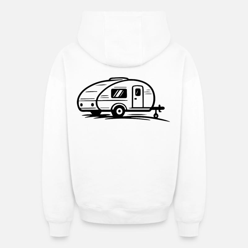 Remorque de camping - Sweat à capuche unisexe zippé oversize épais SPREAD - blanc