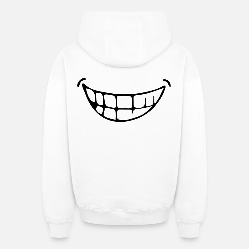 sourire - Sweat à capuche unisexe zippé oversize épais SPREAD - blanc