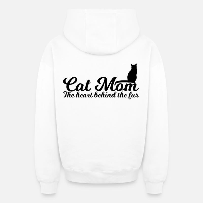 Maman chat - Sweat à capuche unisexe zippé oversize épais SPREAD - blanc