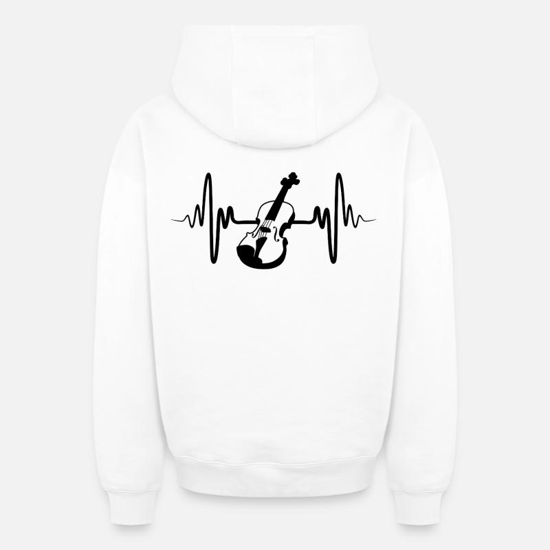 violon - Sweat à capuche unisexe zippé oversize épais SPREAD - blanc