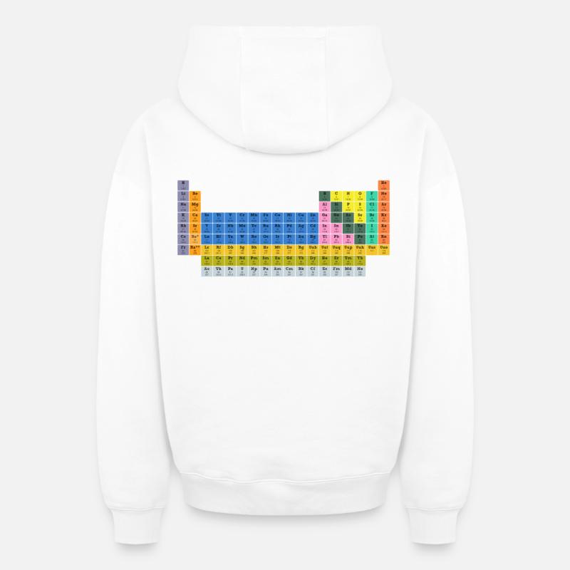 PeriodicTable - Sweat à capuche unisexe zippé oversize épais SPREAD - blanc