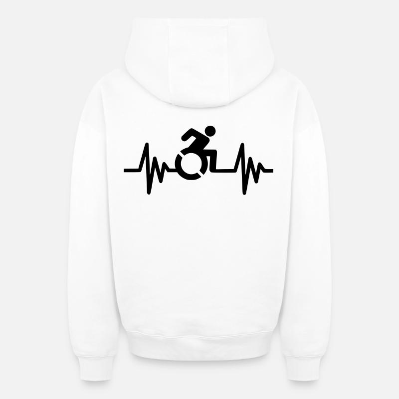 Bild Rollstuhlsymbol mit Herzfrequenz * - Oversized Heavyweight Unisex Zip Hoodie - Weiß